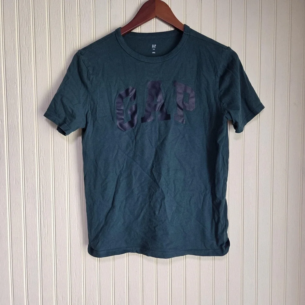 GAP Shirt Youth XXL 14-16 Green Logo Graphic Short Sleeve Tee Top Casual
